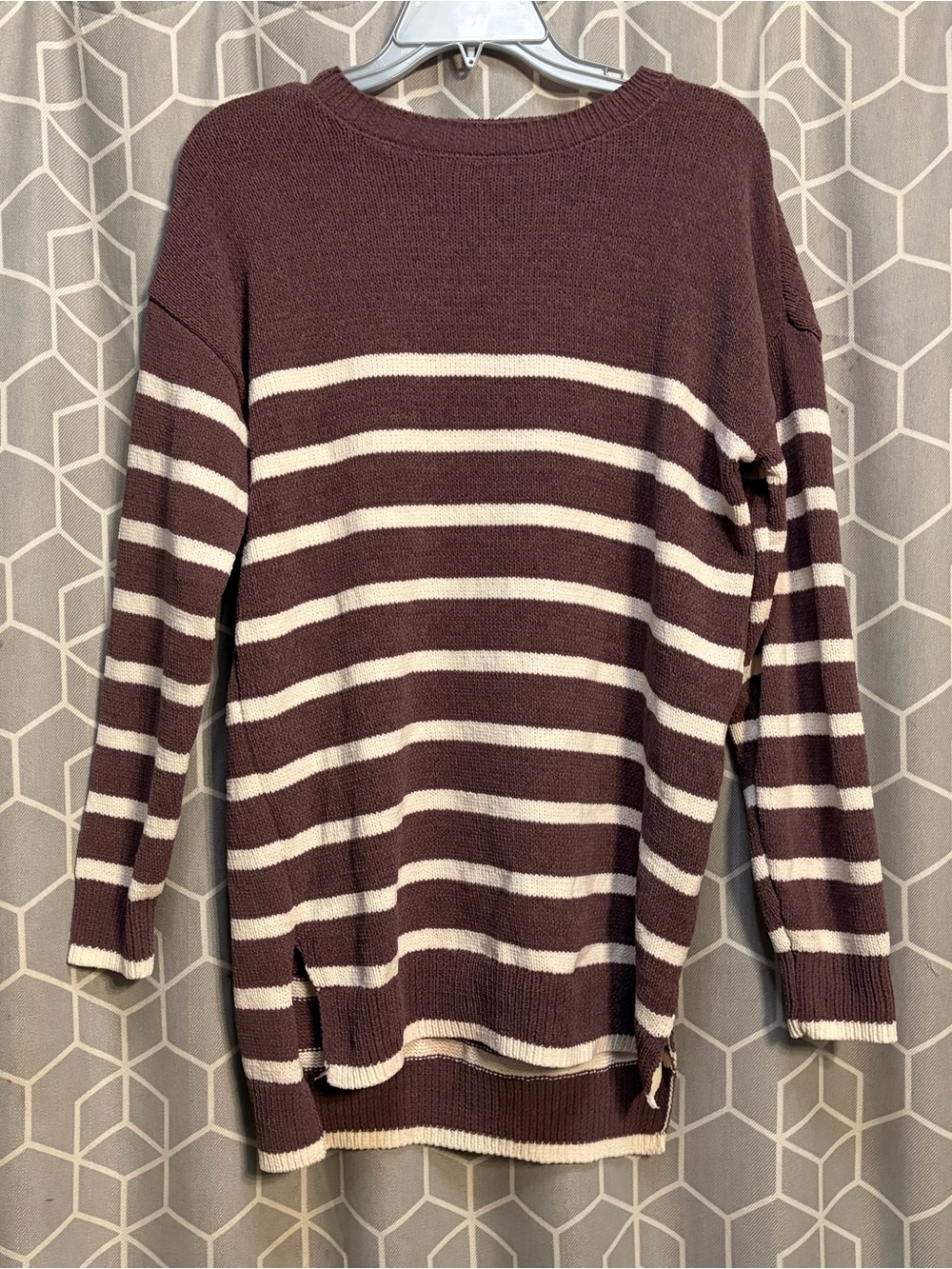 Maurices Brown & Cream Striped Crewneck Sweater